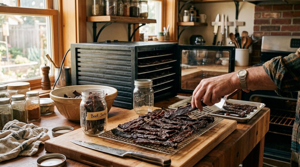 Homemade jerky after dehydrating